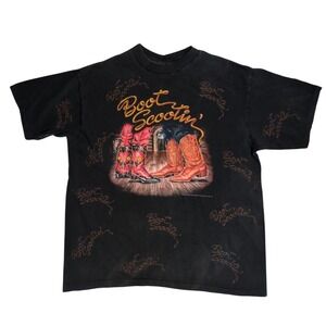 Vintage 1993 3D Emblem Cowboy Boots Shirt Size XL Single Stitch USA Western
